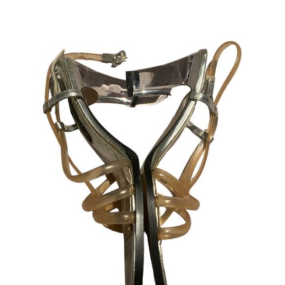 Fabulaire size 8.5 medium clear high heeled sandals worn once awesome sexy look - Picture 2 of 4